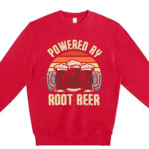 Powered By Root Beer Soda Drink Funny Root Beer Retro Premium Crewneck Sweatshirt