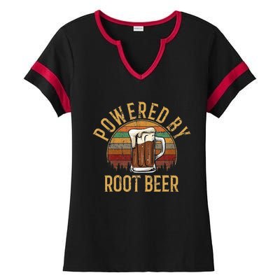 Powered by root beer retro root beer Ladies Halftime Notch Neck Tee