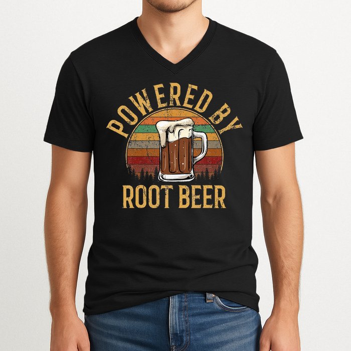 Powered by root beer retro root beer V-Neck T-Shirt