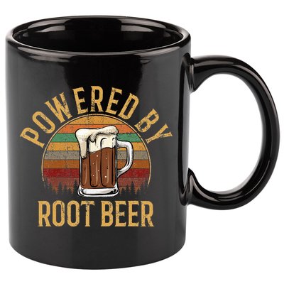 Powered by root beer retro root beer 11oz C Handle Ceramic Mug
