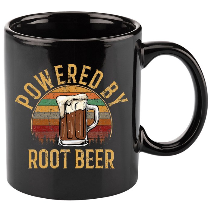 Powered by root beer retro root beer 11oz C Handle Ceramic Mug