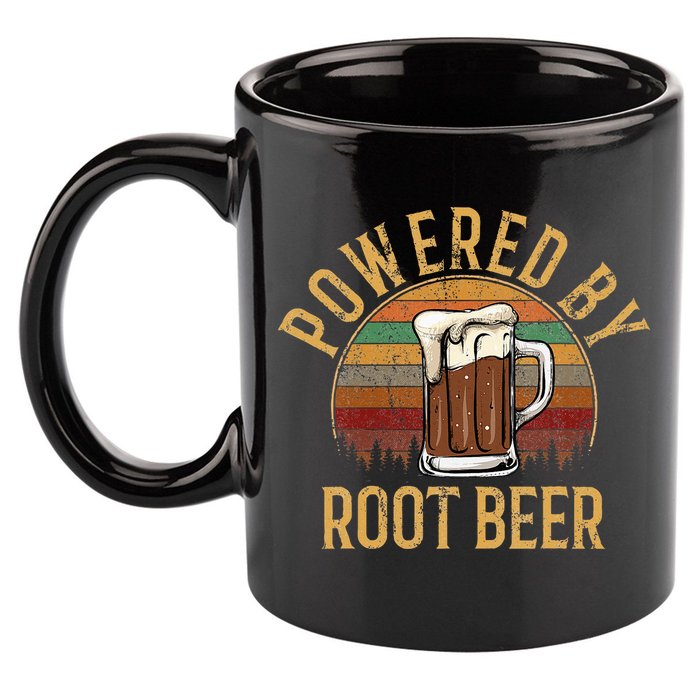 Powered by root beer retro root beer 11oz C Handle Ceramic Mug