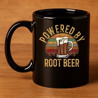 Powered by root beer retro root beer 11oz C Handle Ceramic Mug