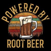 Powered by root beer retro root beer Flat Bill Trucker Hat