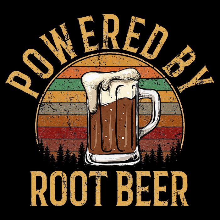 Powered by root beer retro root beer Flat Bill Trucker Hat