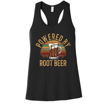 Powered by root beer retro root beer Women's Racerback Tank