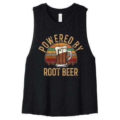 Powered by root beer retro root beer Women's Racerback Cropped Tank