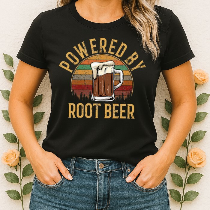 Powered by root beer retro root beer Womens T-Shirt