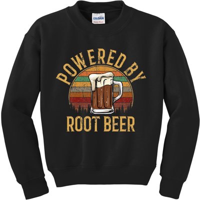 Powered by root beer retro root beer Kids Sweatshirt