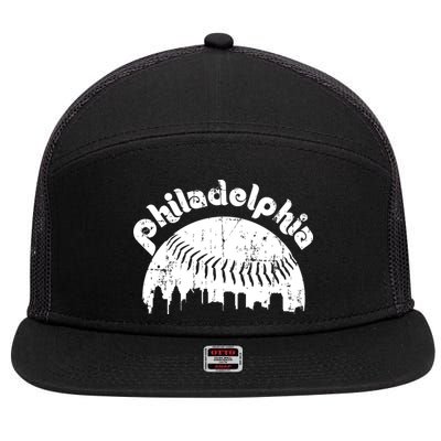 Philadelphia Baseball Retro Philly Skyline Game Day 7 Panel Mesh Trucker Snapback Hat