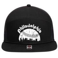 Philadelphia Baseball Retro Philly Skyline Game Day 7 Panel Mesh Trucker Snapback Hat