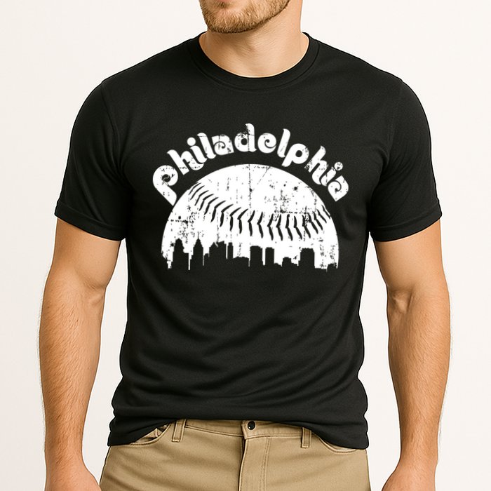 Philadelphia Baseball Retro Philly Skyline Game Day Cooling Performance Crew T-Shirt