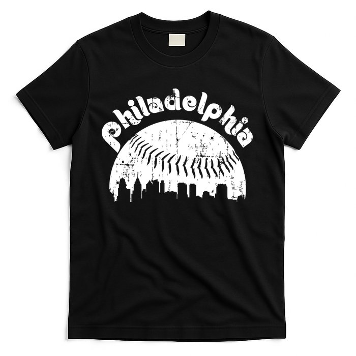 Philadelphia Baseball Retro Philly Skyline Game Day T-Shirt