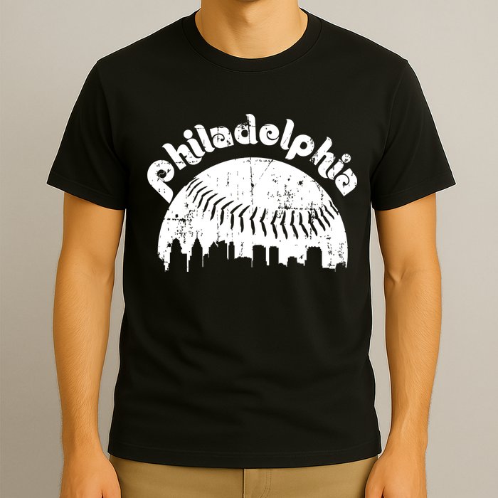 Philadelphia Baseball Retro Philly Skyline Game Day T-Shirt