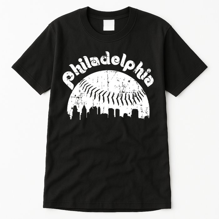 Philadelphia Baseball Retro Philly Skyline Game Day Tall T-Shirt