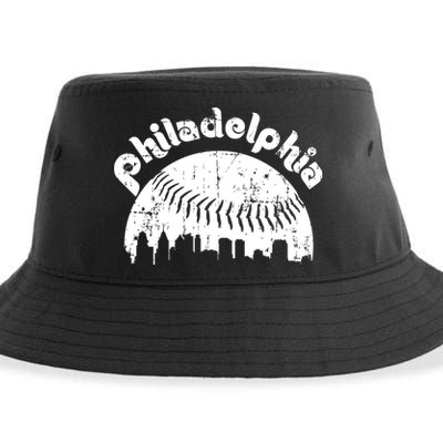 Philadelphia Baseball Retro Philly Skyline Game Day Sustainable Bucket Hat
