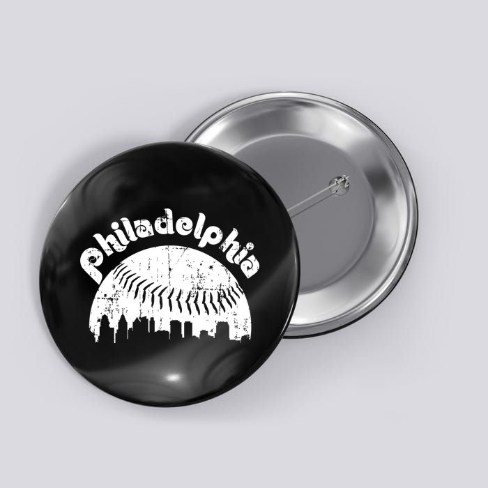 Philadelphia Baseball Retro Philly Skyline Game Day Button