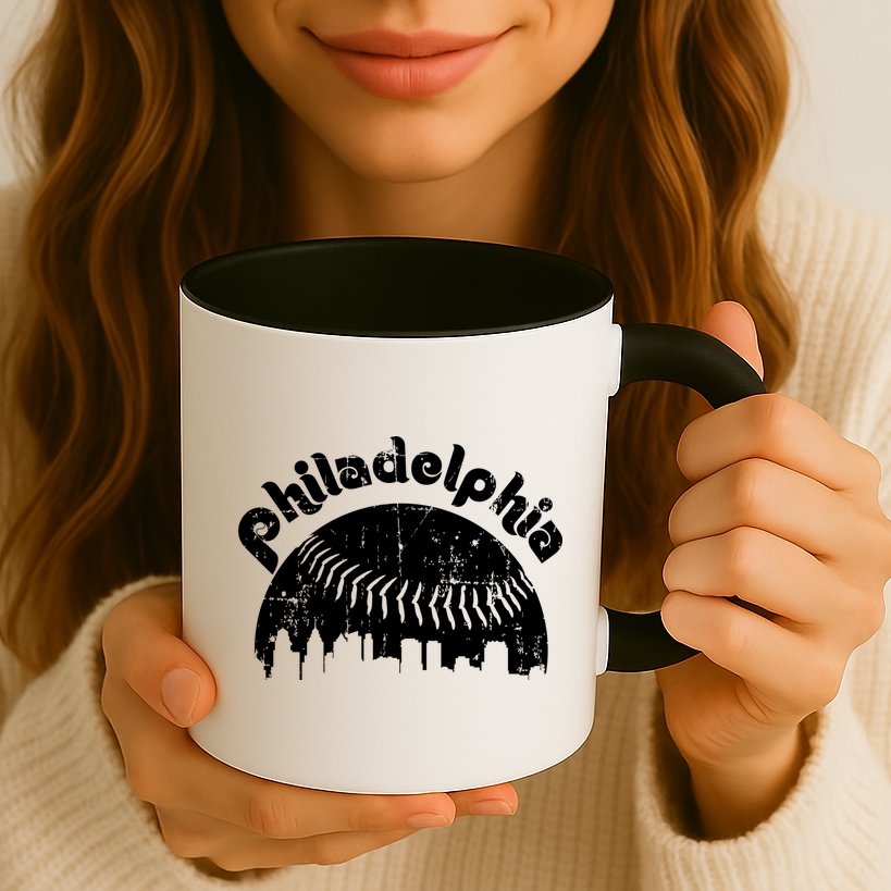Philadelphia Baseball Retro Philly Skyline Game Day Mug