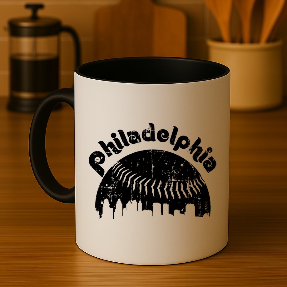 Philadelphia Baseball Retro Philly Skyline Game Day Mug