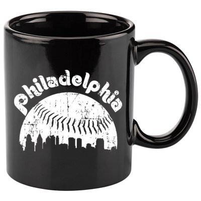 Philadelphia Baseball Retro Philly Skyline Game Day 11oz C Handle Ceramic Mug