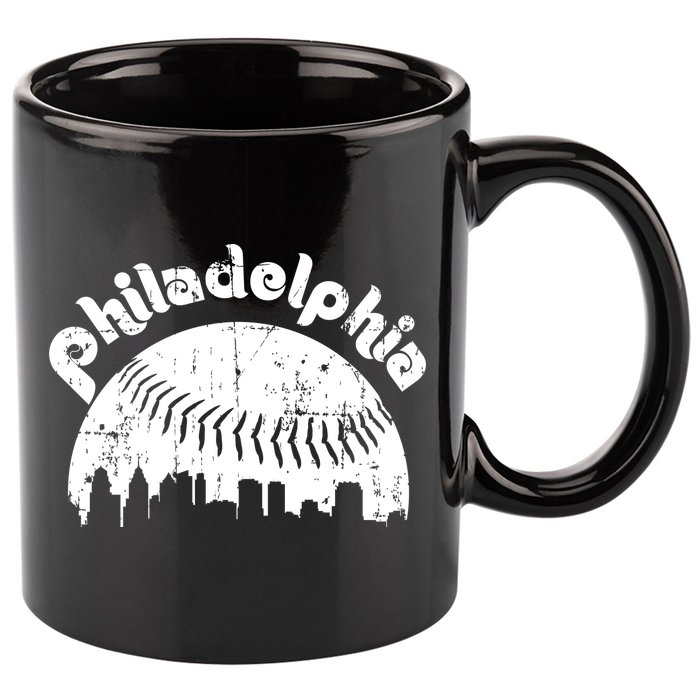 Philadelphia Baseball Retro Philly Skyline Game Day 11oz C Handle Ceramic Mug