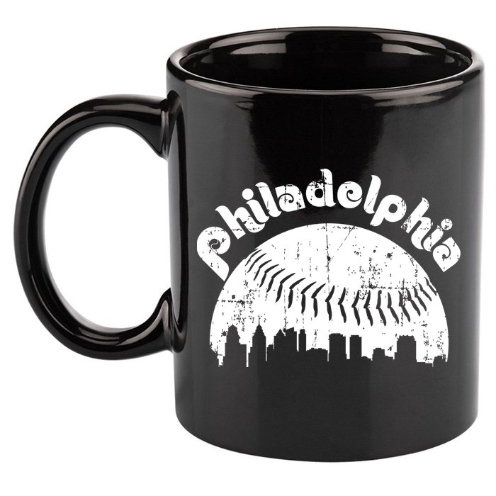 Philadelphia Baseball Retro Philly Skyline Game Day 11oz C Handle Ceramic Mug