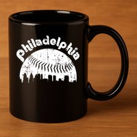 Philadelphia Baseball Retro Philly Skyline Game Day 11oz C Handle Ceramic Mug
