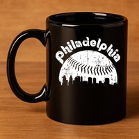 Philadelphia Baseball Retro Philly Skyline Game Day 11oz C Handle Ceramic Mug