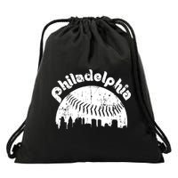 Philadelphia Baseball Retro Philly Skyline Game Day Drawstring Bag