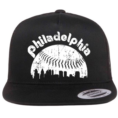 Philadelphia Baseball Retro Philly Skyline Game Day Flat Bill Trucker Hat