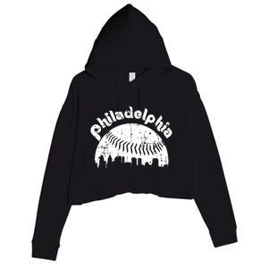 Philadelphia Baseball Retro Philly Skyline Game Day Crop Fleece Hoodie