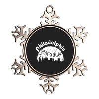 Philadelphia Baseball Retro Philly Skyline Game Day Metallic Star Ornament