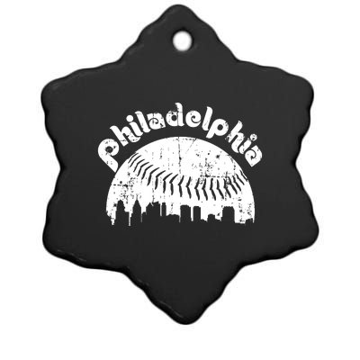 Philadelphia Baseball Retro Philly Skyline Game Day Ceramic Star Ornament