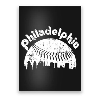 Philadelphia Baseball Retro Philly Skyline Game Day Poster