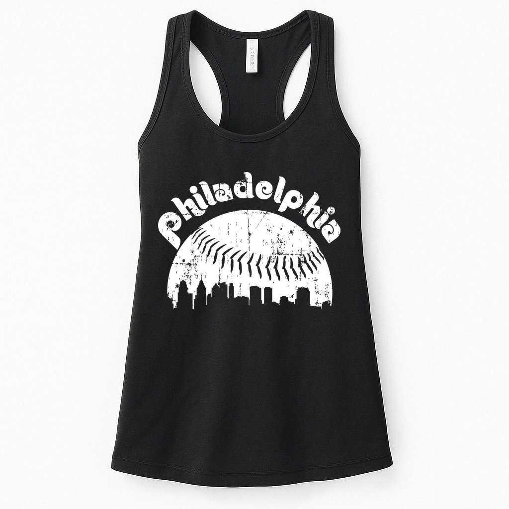 Philadelphia Baseball Retro Philly Skyline Game Day Womens Tank Top
