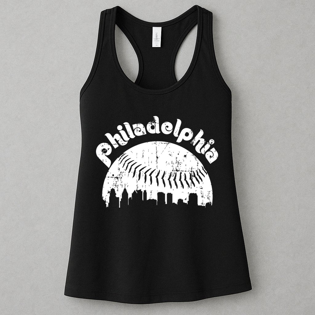 Philadelphia Baseball Retro Philly Skyline Game Day Womens Tank Top