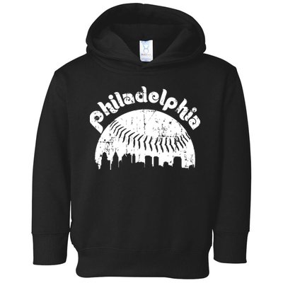 Philadelphia Baseball Retro Philly Skyline Game Day Toddler Hoodie