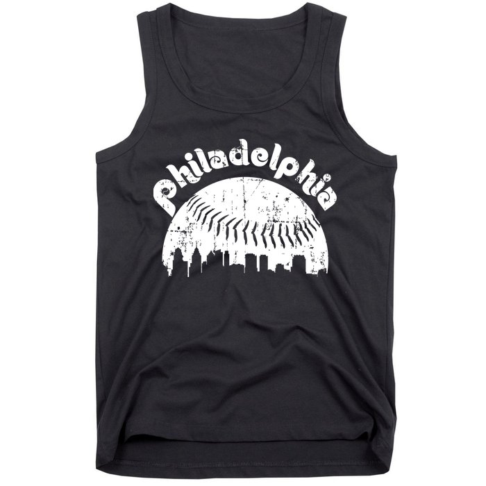Philadelphia Baseball Retro Philly Skyline Game Day Tank Top