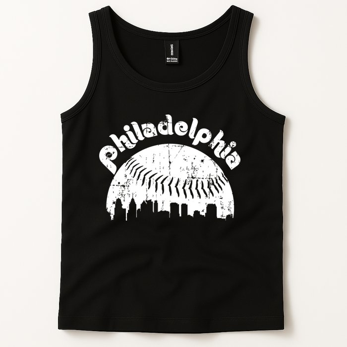 Philadelphia Baseball Retro Philly Skyline Game Day Tank Top