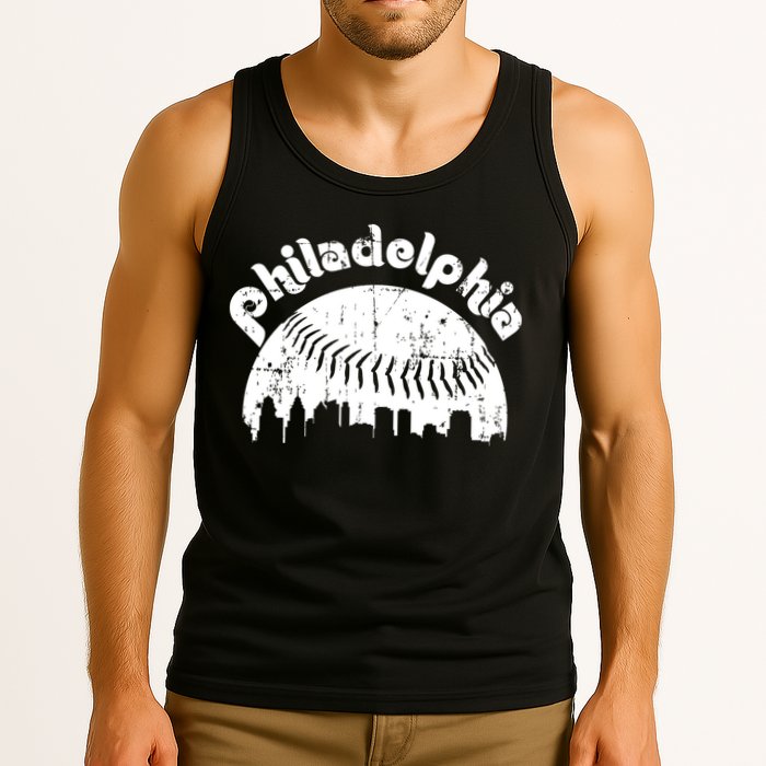 Philadelphia Baseball Retro Philly Skyline Game Day Tank Top