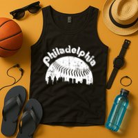 Philadelphia Baseball Retro Philly Skyline Game Day Tank Top