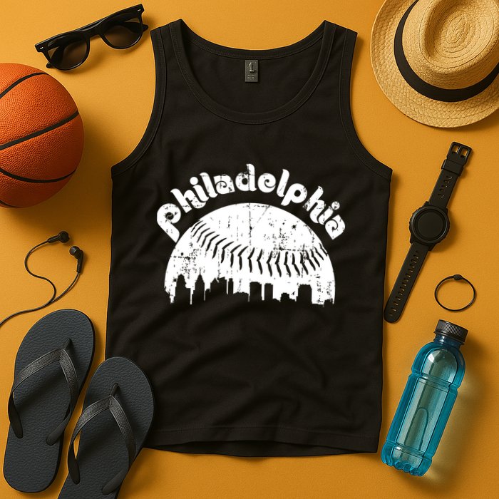 Philadelphia Baseball Retro Philly Skyline Game Day Tank Top