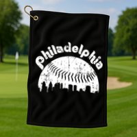 Philadelphia Baseball Retro Philly Skyline Game Day Golf Towel