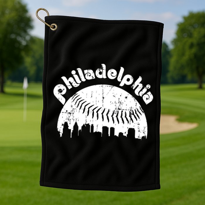Philadelphia Baseball Retro Philly Skyline Game Day Golf Towel