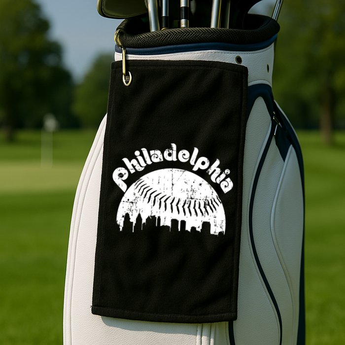 Philadelphia Baseball Retro Philly Skyline Game Day Golf Towel