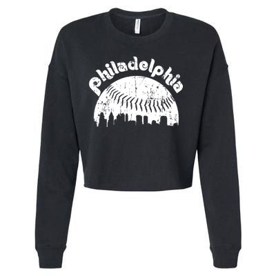 Philadelphia Baseball Retro Philly Skyline Game Day Cropped Pullover Crew