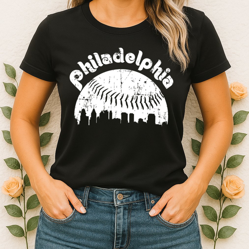 Philadelphia Baseball Retro Philly Skyline Game Day Womens T-Shirt