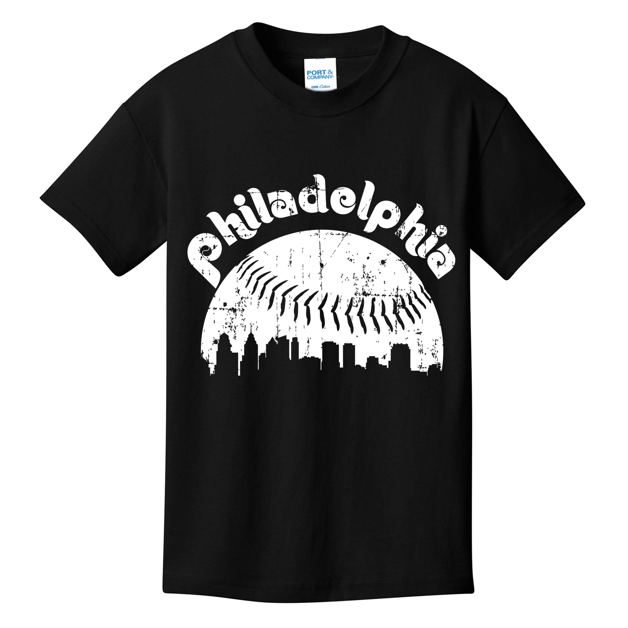 Philadelphia Baseball Retro Philly Skyline Game Day Kids T-Shirt