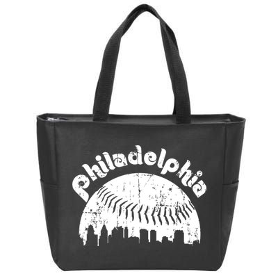 Philadelphia Baseball Retro Philly Skyline Game Day Zip Tote Bag