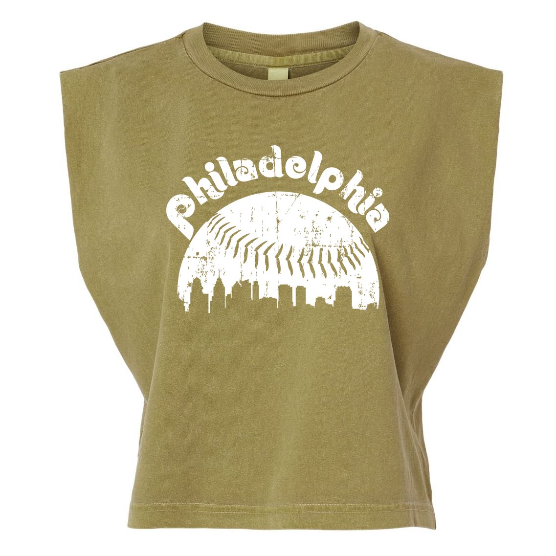 Philadelphia Baseball Retro Philly Skyline Game Day Garment-Dyed Women's Muscle Tee